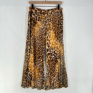 Antthony Original Petite Leopard‎ Print Lightweight Mesh Wide Leg Pull On Pant